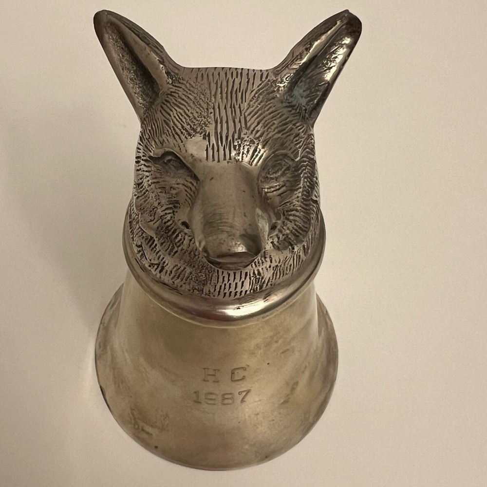 Vintage Fox Stirrup Cup, etched with‎ “HC 1987”